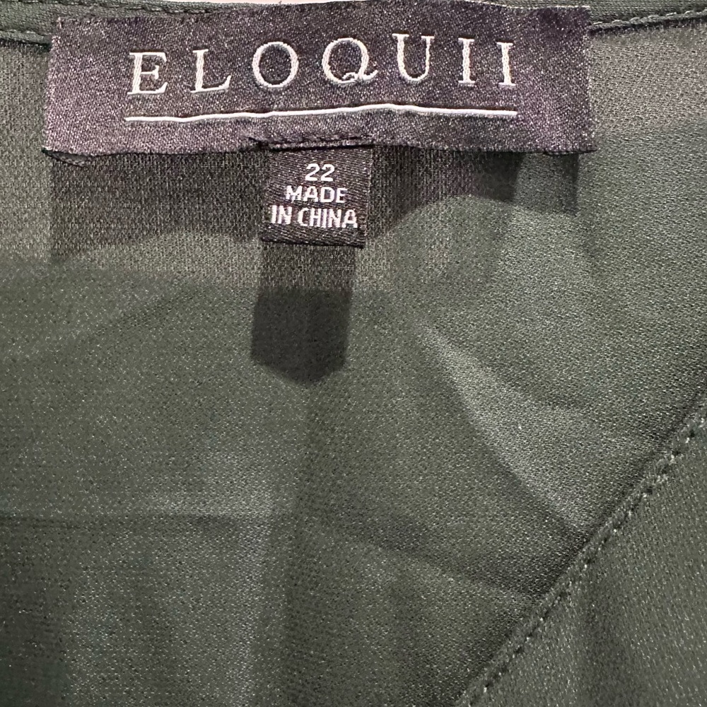 Eloquii Deep Green Button-Up Blouse Women’s 22 Plus Size - Picture 4 of 6